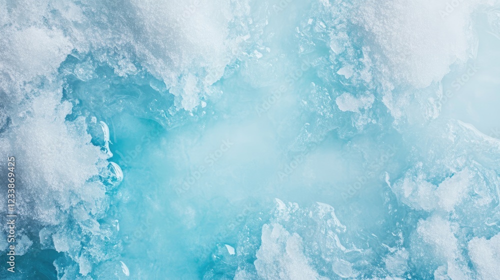 Poster winter blue background with ice and snow cold weather texture featuring empty space for text or desi