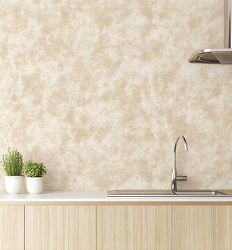 Fototapeta Light beige wallpaper with small, scattered floral patterns in soft pastel tones. The pattern is dense and evenly distributed across the wall's surface, creating an elegant yet rustic look that 