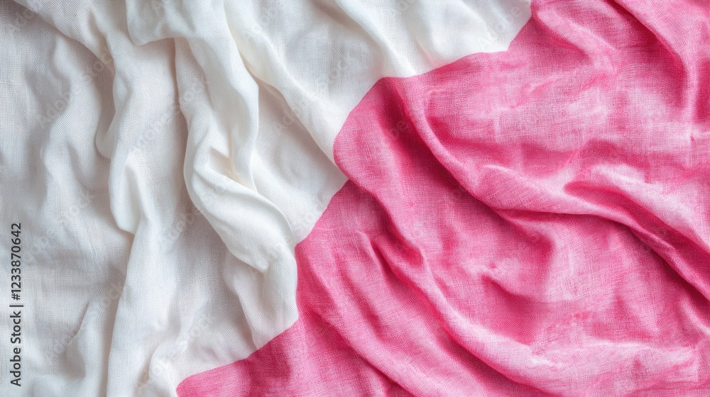 Poster textured pink and white fabric backdrop with ample empty space for text or design elements suitable 