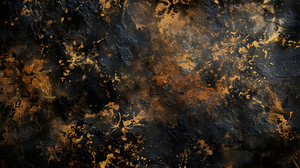 Abstract dark texture with golden splashes, evoking a sense of depth and movement.