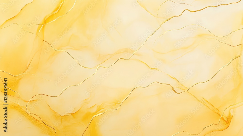 Aufkleber soft yellow pastel background featuring delicate golden lines weaving across the surface, creating a