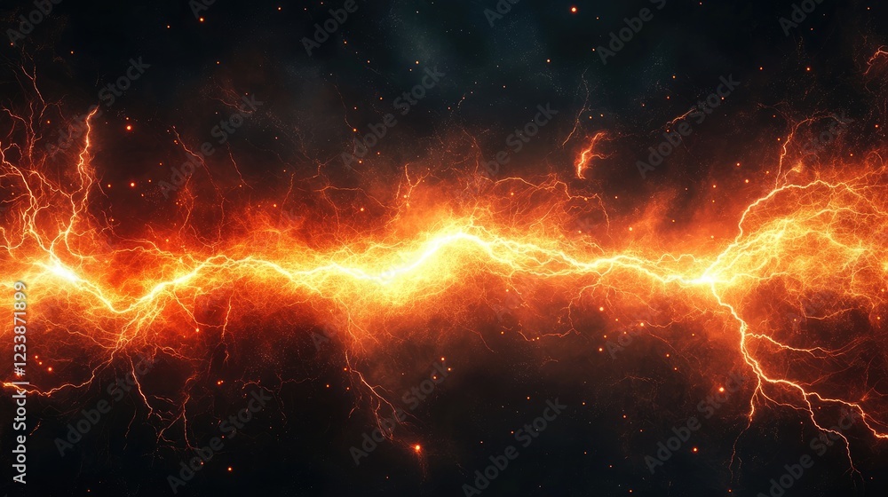 Aufkleber cosmic nebula with vibrant lightning and plasma energy illustrating the dynamic power of the univers