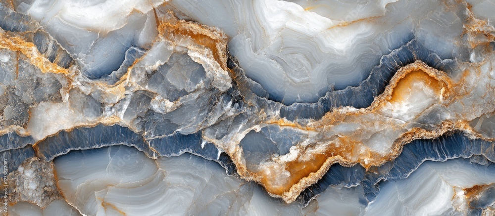 Poster blue and gray agate stone background with geological patterns copy space