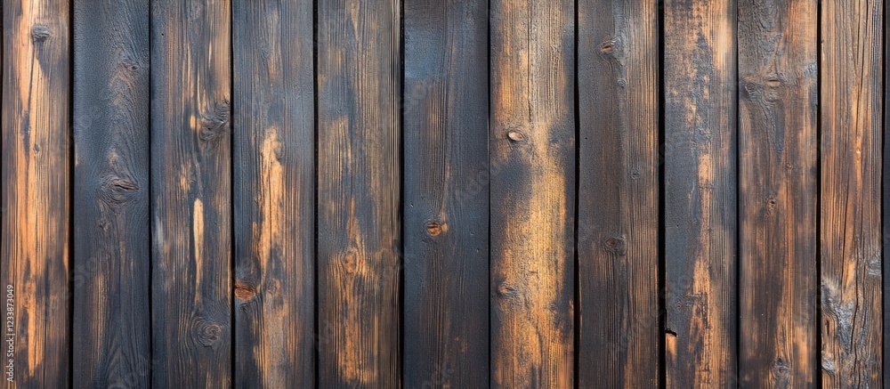 Poster dark stained wooden planks background with varied textures and colors suitable for design projects a