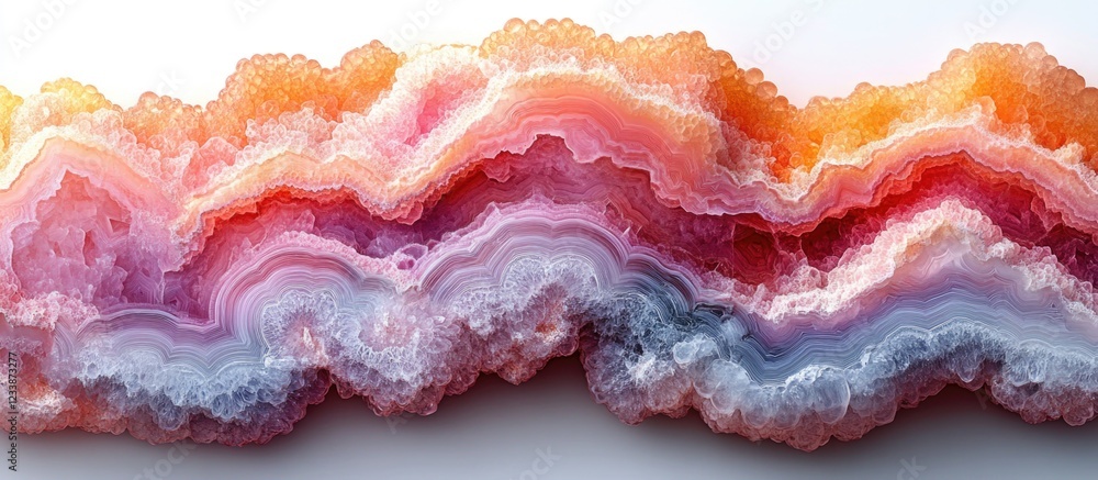 Poster colorful abstract agate stone close-up with layered patterns and textures copy space