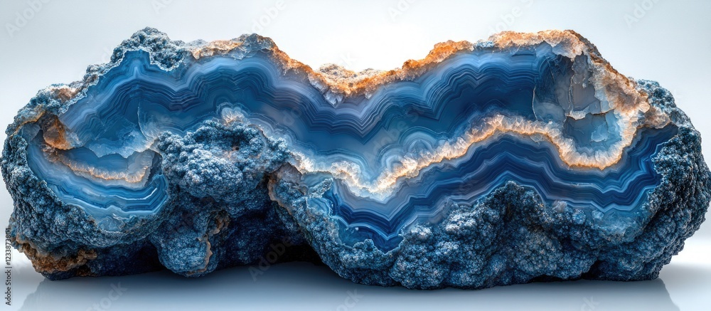 Aufkleber blue banded agate stone with intricate patterns and textures displayed on a clean background showcas