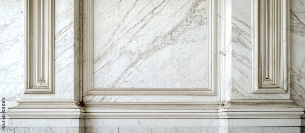 Poster elegant marble wall detail with classic architecture and ample copy space for text in luxurious inte