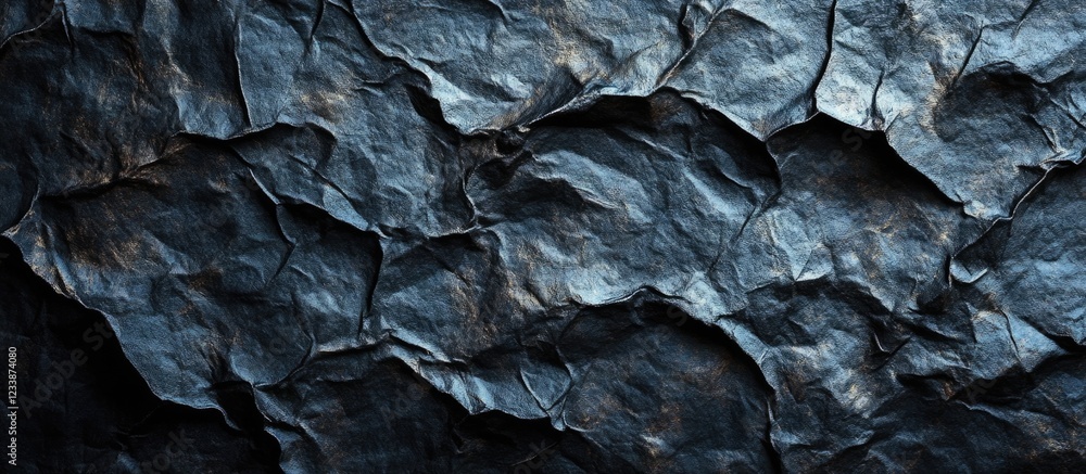 Poster dark crinkled paper texture background with deep shadows and highlights suitable for various design 