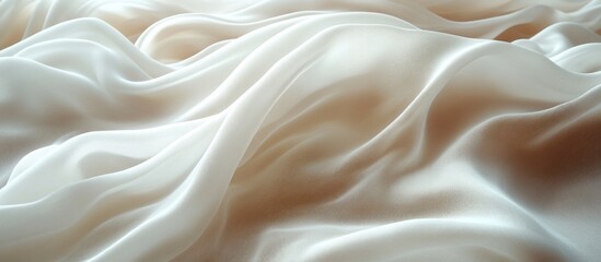 Obraz premium Silk fabric folds in soft white hues with smooth texture and gentle waves ideal for backgrounds or textile design Copy Space