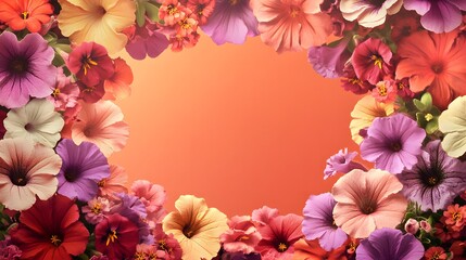 Vibrant Floral Frame with Colorful Petals and Soft Background