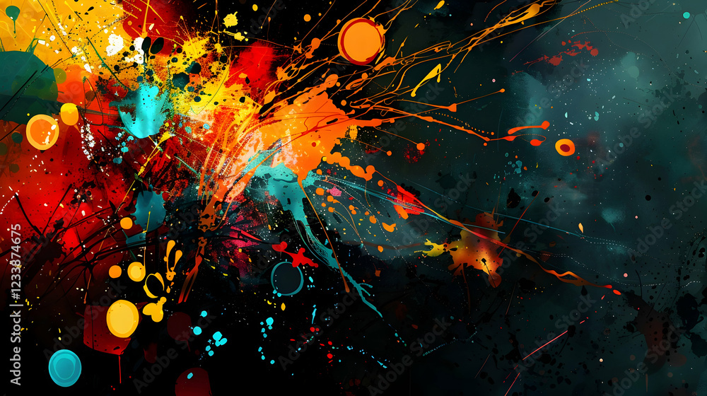 Poster abstract explosion of colors creating a vibrant and dynamic visual experience.