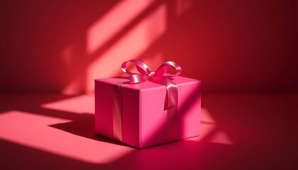 Obraz premium Pink Gift Box: Sunlit Minimalist Presentation