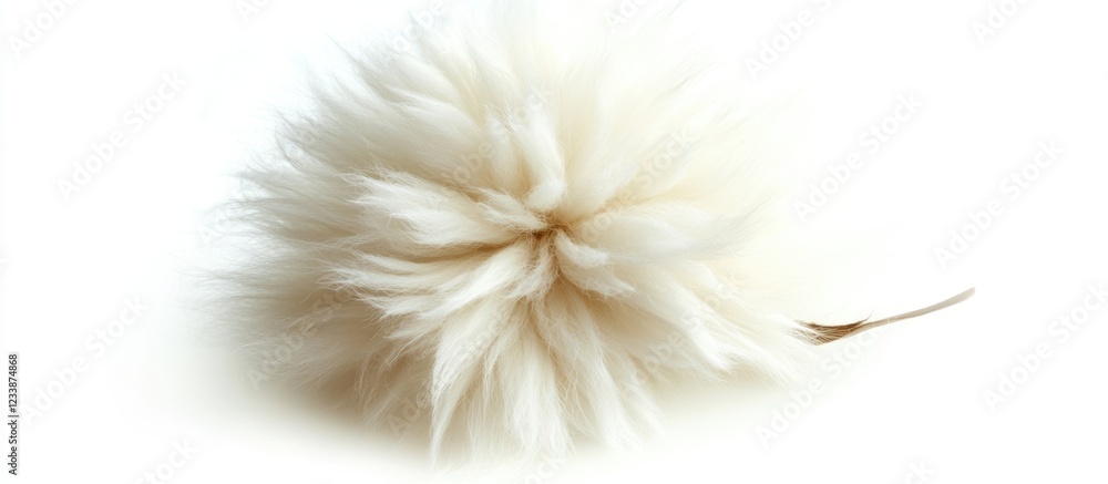 Aufkleber fluffy white pom pom isolated on a white background with ample copy space for text placement