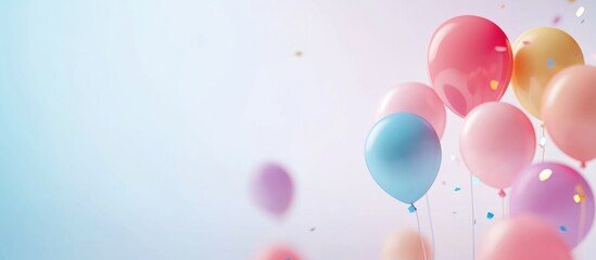 Colorful balloons on a soft background with empty space for text celebrating moments spent with loved ones and chosen family
