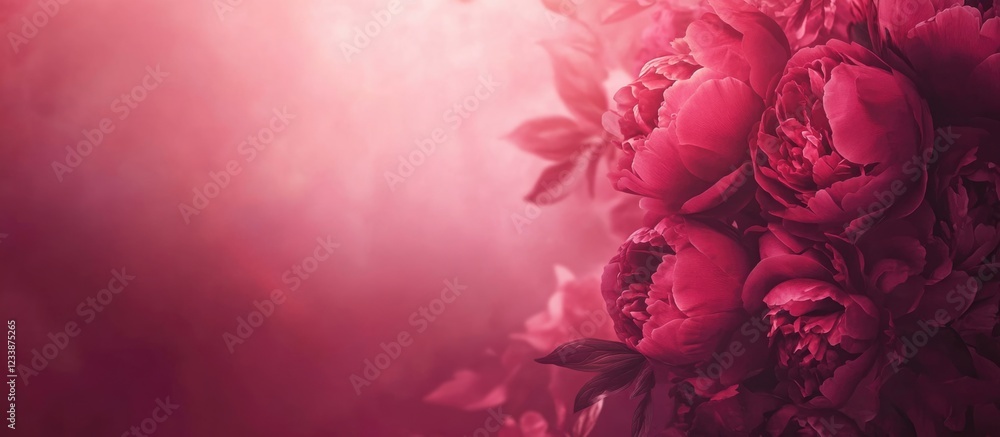 Poster vibrant pink peonies with soft blurred background creating a dreamy floral composition suitable for 
