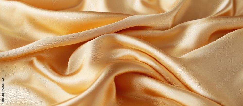 Poster silk fabric texture in soft golden hue with gentle folds and waves ideal for background design and t