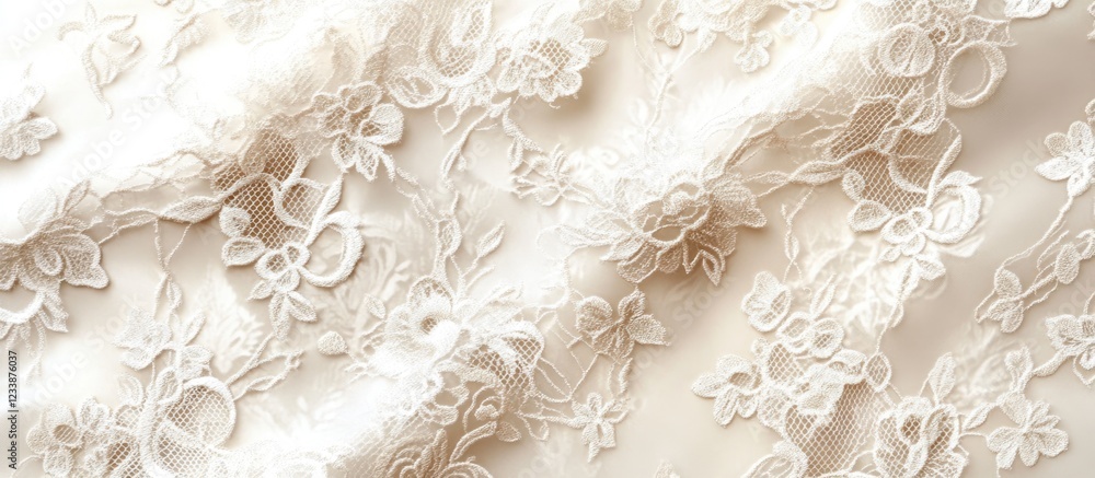Aufkleber intricate lace fabric texture with floral patterns in cream color displaying elegant detail and soft