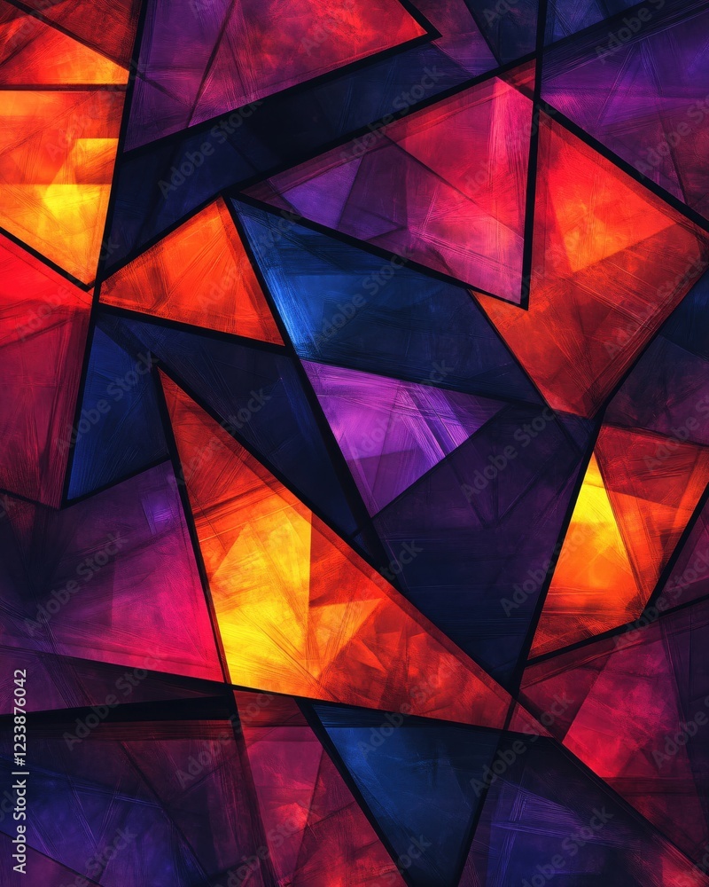 Poster abstract geometric pattern with vibrant colors and textured surface for modern background