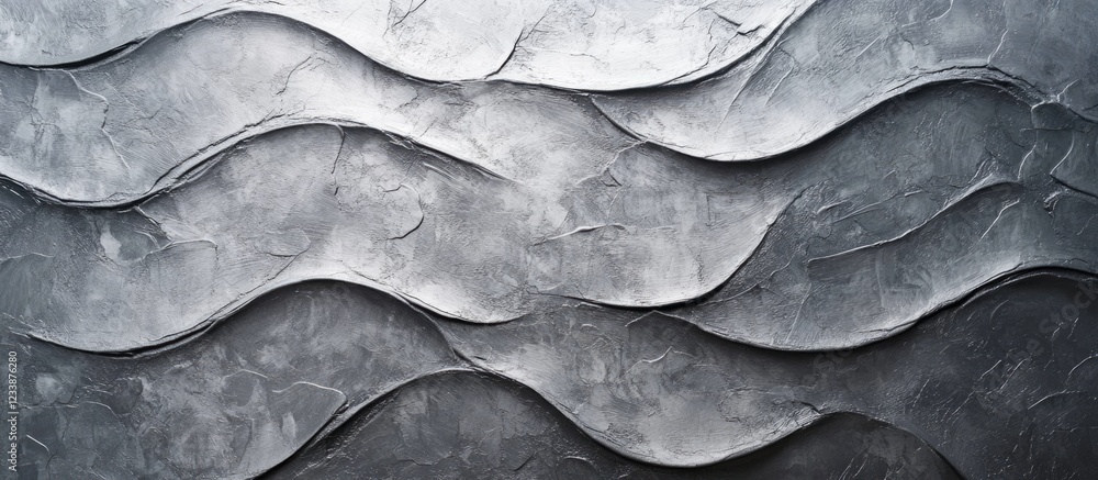Poster textured abstract wall panel with gray waves and curves in a modern design suitable for backgrounds 