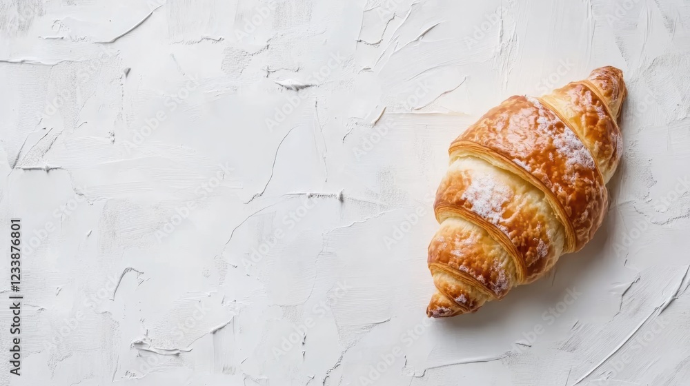 Poster croissant on textured white background with empty space for text or design elements