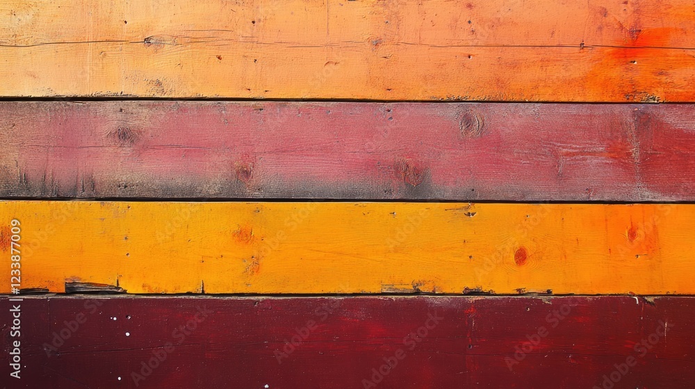 Poster rustic wooden table backdrop in warm orange and maroon hues featuring empty space for customizable t