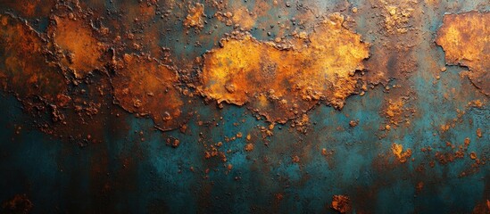 Fototapeta premium Textured abstract background with rust and corrosion patterns on a blue surface suitable for design projects Copy Space