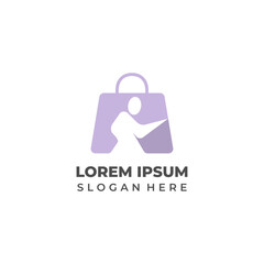 Shopping Bag Logo with Human Icon for Retail Brands