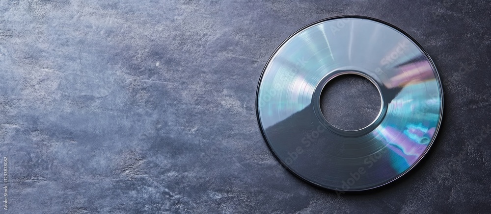 Aufkleber cd-r optical disc with reflective surface and empty space for text on dark gray background
