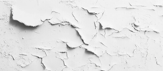 Fototapeta premium Cracked and Peeling White Paint on Aging Wall Surface Texture
