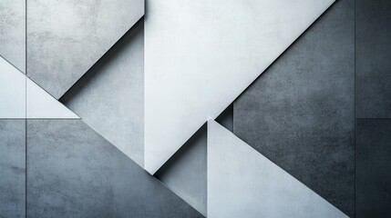 Geometric pattern of gray and white concrete panels with sharp angles and edges, Copy Space available