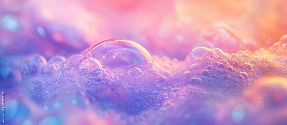 Poster colorful bubble texture with soft focus and gradient background in pastel tones, abstract design, co