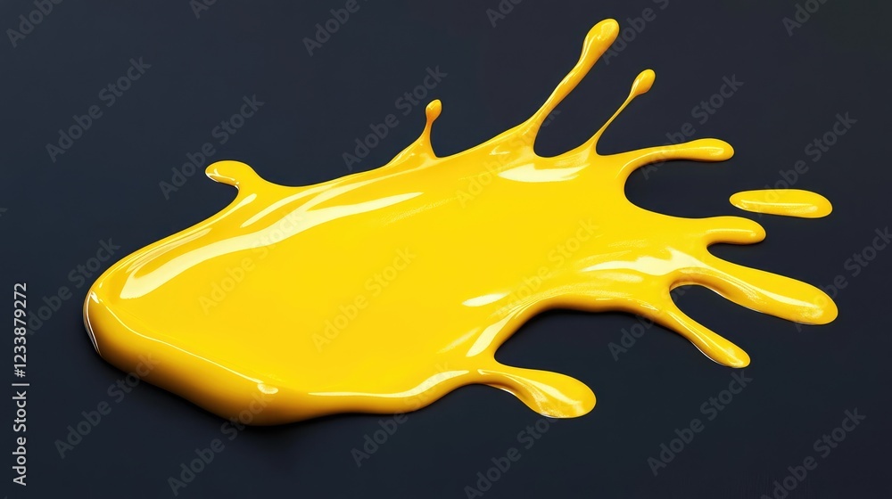 Poster vibrant yellow paint splash on dark textured background showcasing fluid motion and artistic express