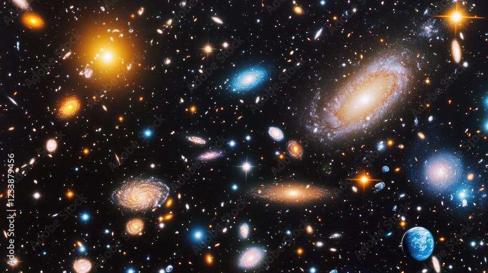 Aufkleber cosmic space exploration vast universe with stars galaxies and empty copyspace for text or graphics