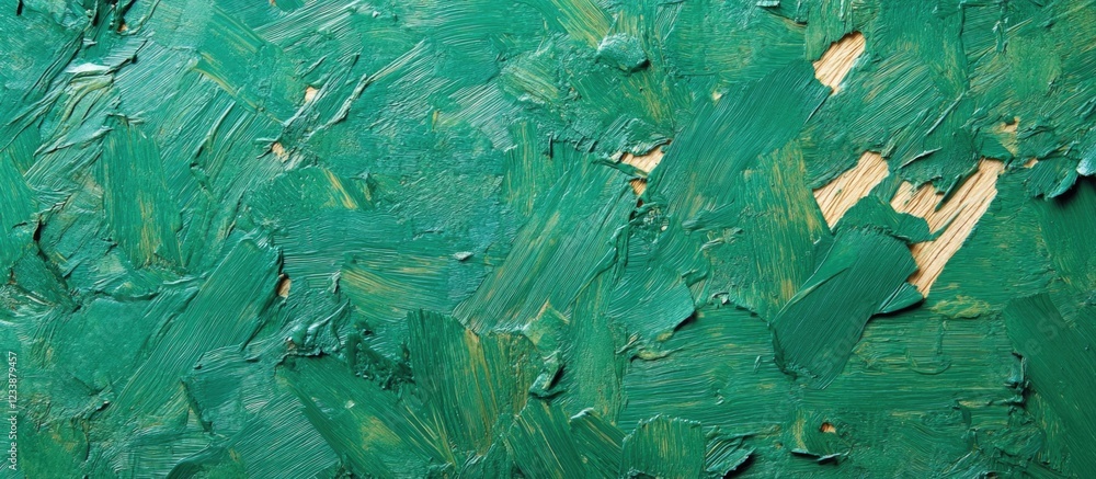 Poster textured green abstract background with brush strokes and layered paint, ideal for design projects w