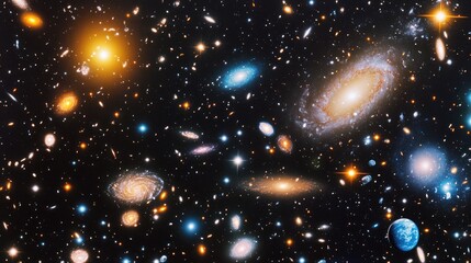 Fototapeta premium Cosmic Space Exploration Vast Universe with Stars Galaxies and Empty Copyspace for Text or Graphics