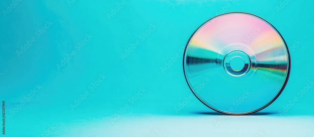 Aufkleber isolated cd or dvd disc on a vibrant blue background showcasing empty space for text or graphics in 