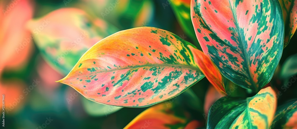Aufkleber colorful tropical foliage with vibrant patterns and textures, suitable for background use, includes 