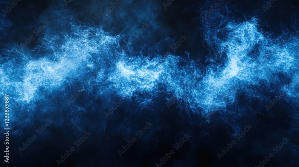 Aufkleber blue luminous energy flowing through dark space creating a dynamic abstract background