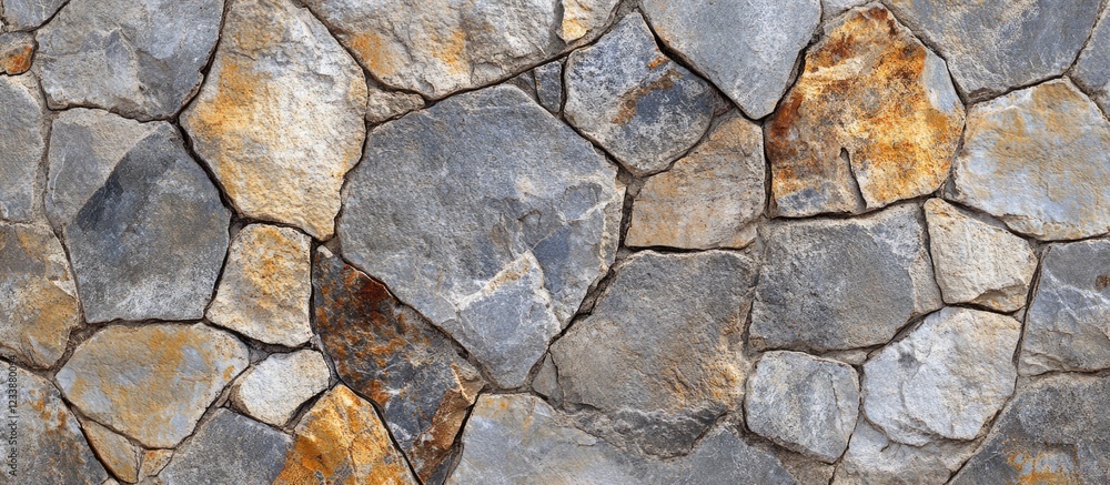 Poster textured slate stone wall background with various shades of gray and brown with irregular shapes and