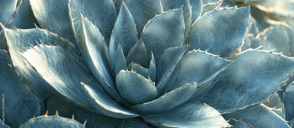 Poster close-up of textured succulent plant leaves with subtle light reflections and copy space for text pl