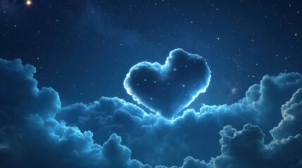 Night sky heart cloud romance