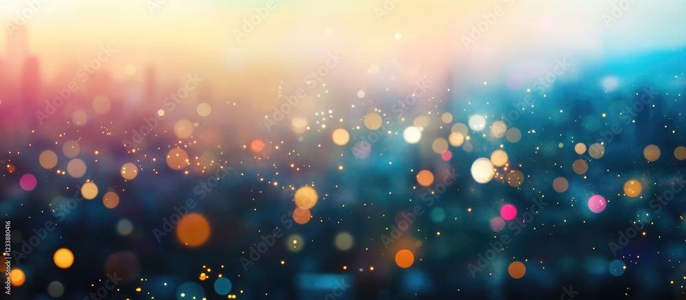 Aufkleber abstract cityscape with colorful bokeh lights and blurred background featuring soft hues and copy sp
