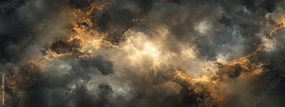 Aufkleber dramatic stormy sky with dark clouds and lightning showcasing atmospheric intensity and an empty spa