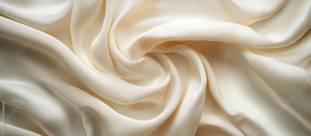 Aufkleber elegant ivory textured fabric macro photo for soft background wallpaper with smooth flowing drapery 