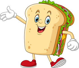 Illustration of happy sandwich character