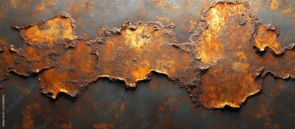 Poster rusty metal texture with orange and brown patches abstract background copy space