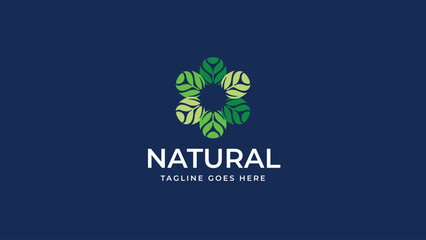 Green leaf logo, ecology natural design product. Vector illustration.