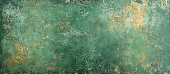 Obraz premium Textured green and gold abstract background with distressed patterns and copy space for design use
