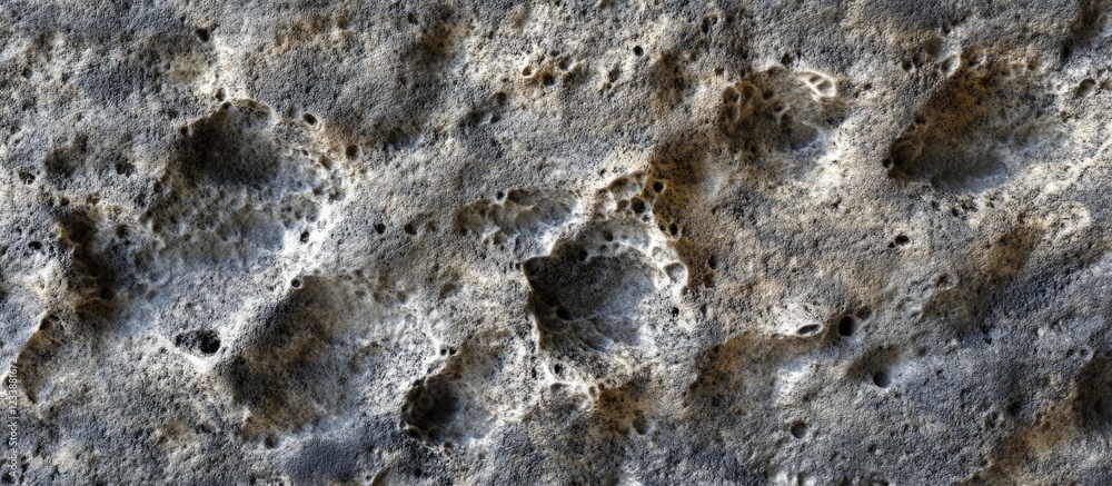 Poster close-up of textured stone surface with irregular patterns and natural erosion details in neutral to