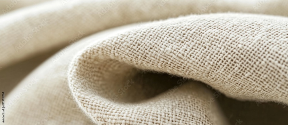 Poster Ivory Textured Fabric Close-Up Natural Canvas Background with Blank Space for Text Ideal for Design and Creative Projects